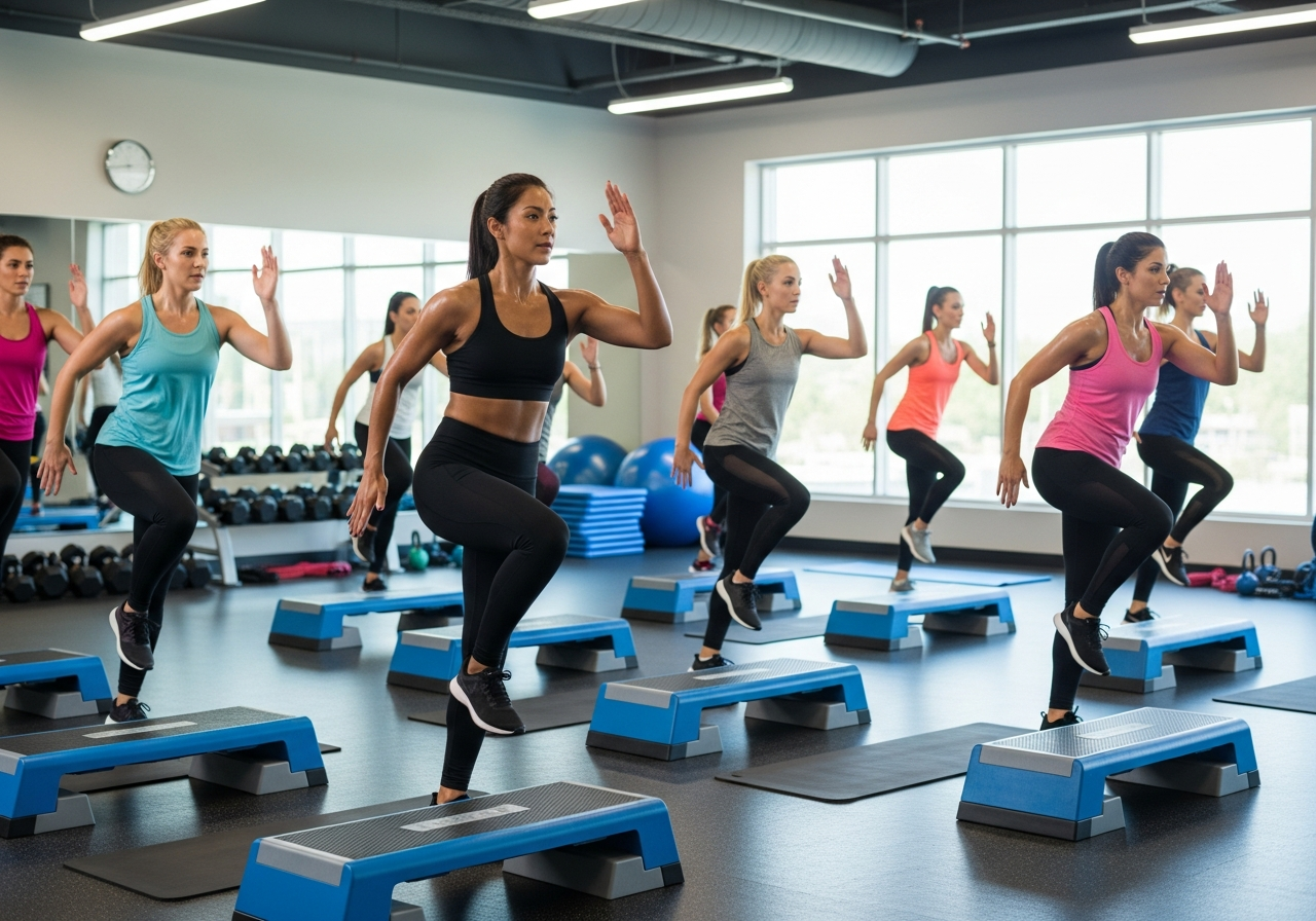 Групповые занятия степ-фитнесом